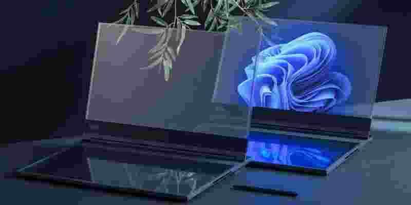 Lenovo has introduced the world to the ThinkBook Transparent Display Laptop Concept, showcasing the first-ever 17.3-inch Micro-LED transparent display.  Lenovo has introduced the world to the ThinkBook Transparent Display Laptop Concept, showcasing the first-ever 17.3-inch Micro-LED transparent display.