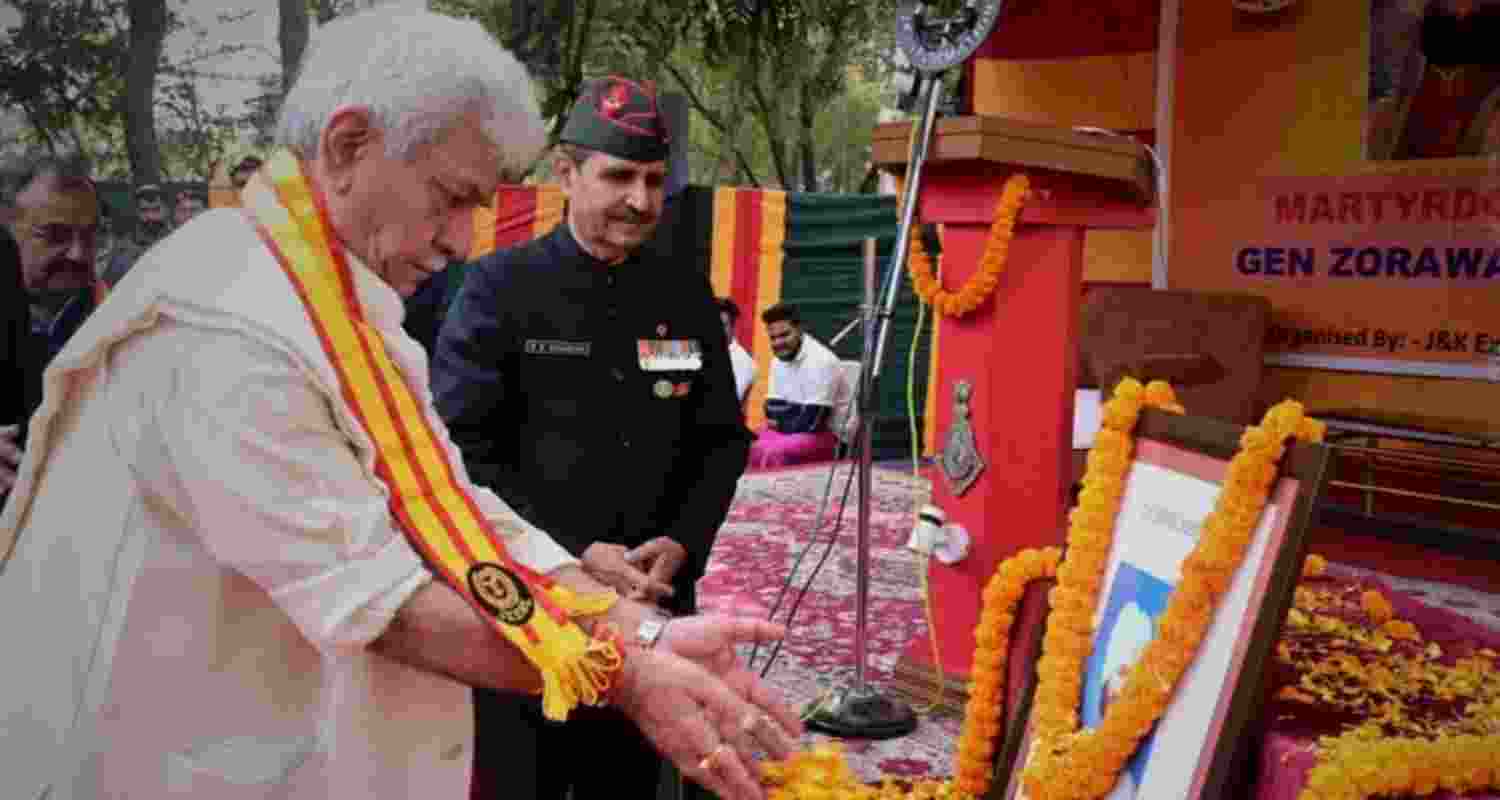 LG Manoj Sinha pays tributes to General Zorawar Singh on his Martyrdom Day. LG Manoj Sinha pays tributes to General Zorawar Singh on his Martyrdom Day.