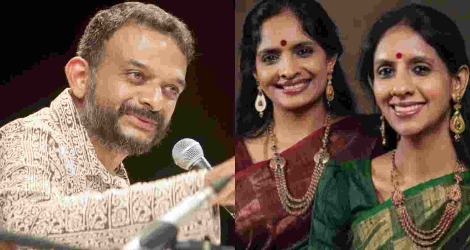 Singer TM Krishna (left), Carnatic vocalists Ranjani and Gayatri (Right). Singer TM Krishna (left), Carnatic vocalists Ranjani and Gayatri (Right).
