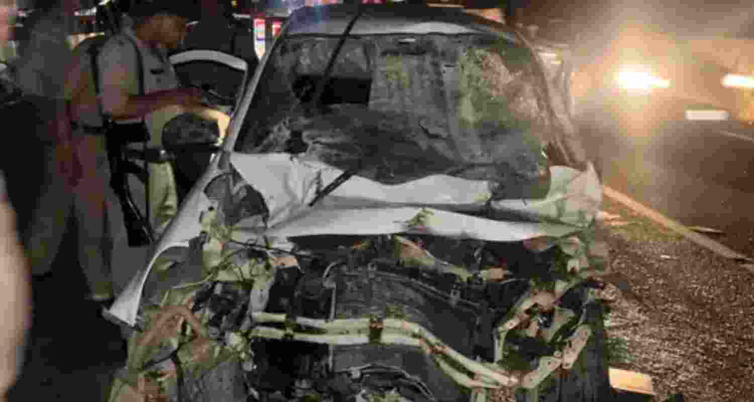 Mangled remains of the car involved in the Dehradun accident. Mangled remains of the car involved in the Dehradun accident.