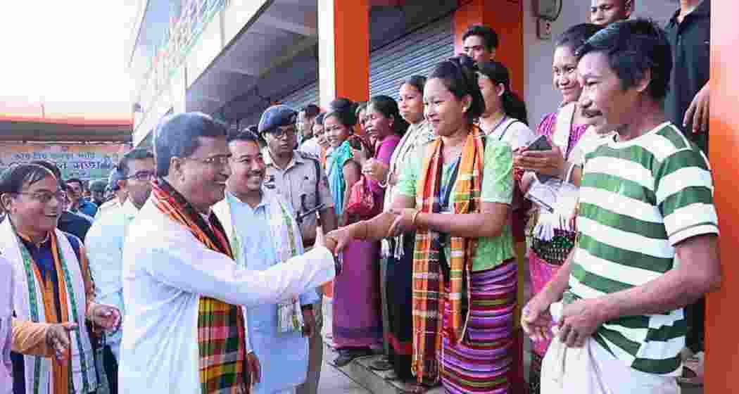 Tripura Chief Minister Manik Saha interacts with members of the tribal community in Gomati district. Tripura Chief Minister Manik Saha interacts with members of the tribal community in Gomati district.