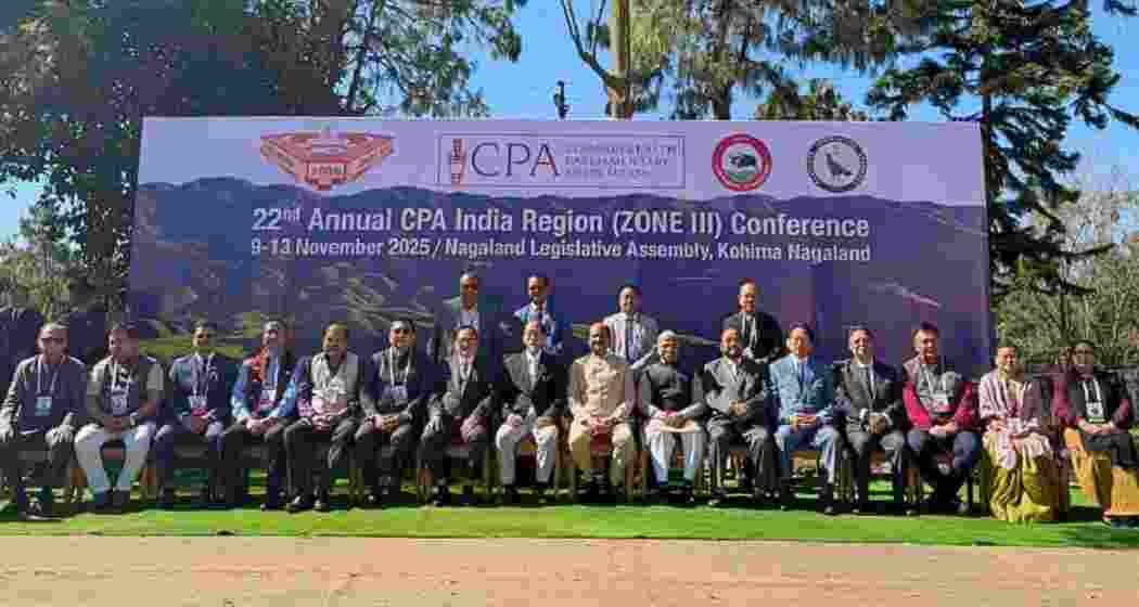 Presiding officers from all eight North Eastern states, along with Nagaland Chief Minister Neiphiu Rio and Lok Sabha Speaker Om Birla, sit for a photograph during the CPA India Region Zone-III Conference. Presiding officers from all eight North Eastern states, along with Nagaland Chief Minister Neiphiu Rio and Lok Sabha Speaker Om Birla, sit for a photograph during the CPA India Region Zone-III Conference.