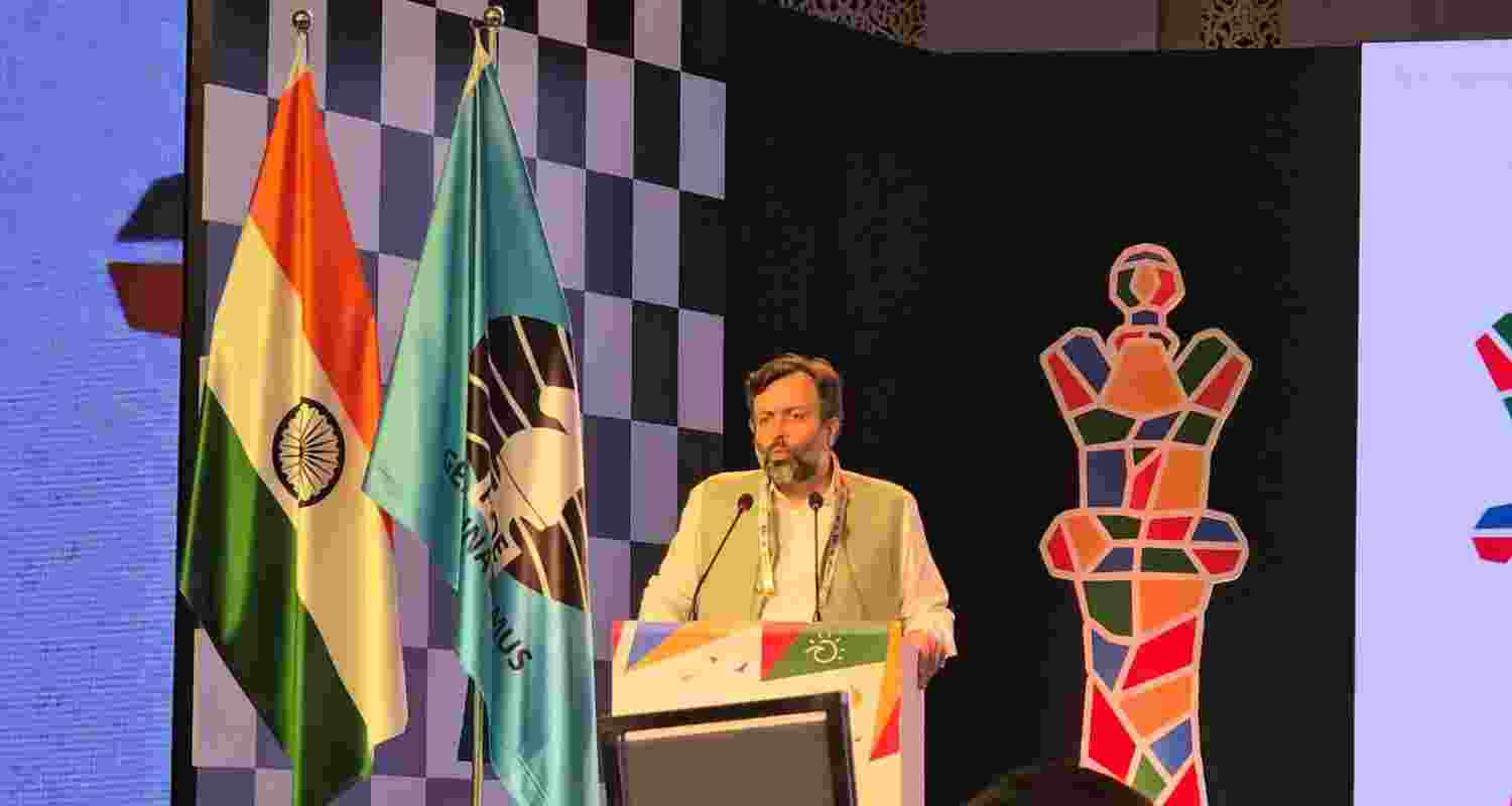 All India Chess Federation president Nitin Narang delivering his thanksgiving address during the closing ceremony of the FIDE World Cup in Panaji on Wednesday evening. All India Chess Federation president Nitin Narang delivering his thanksgiving address during the closing ceremony of the FIDE World Cup in Panaji on Wednesday evening.