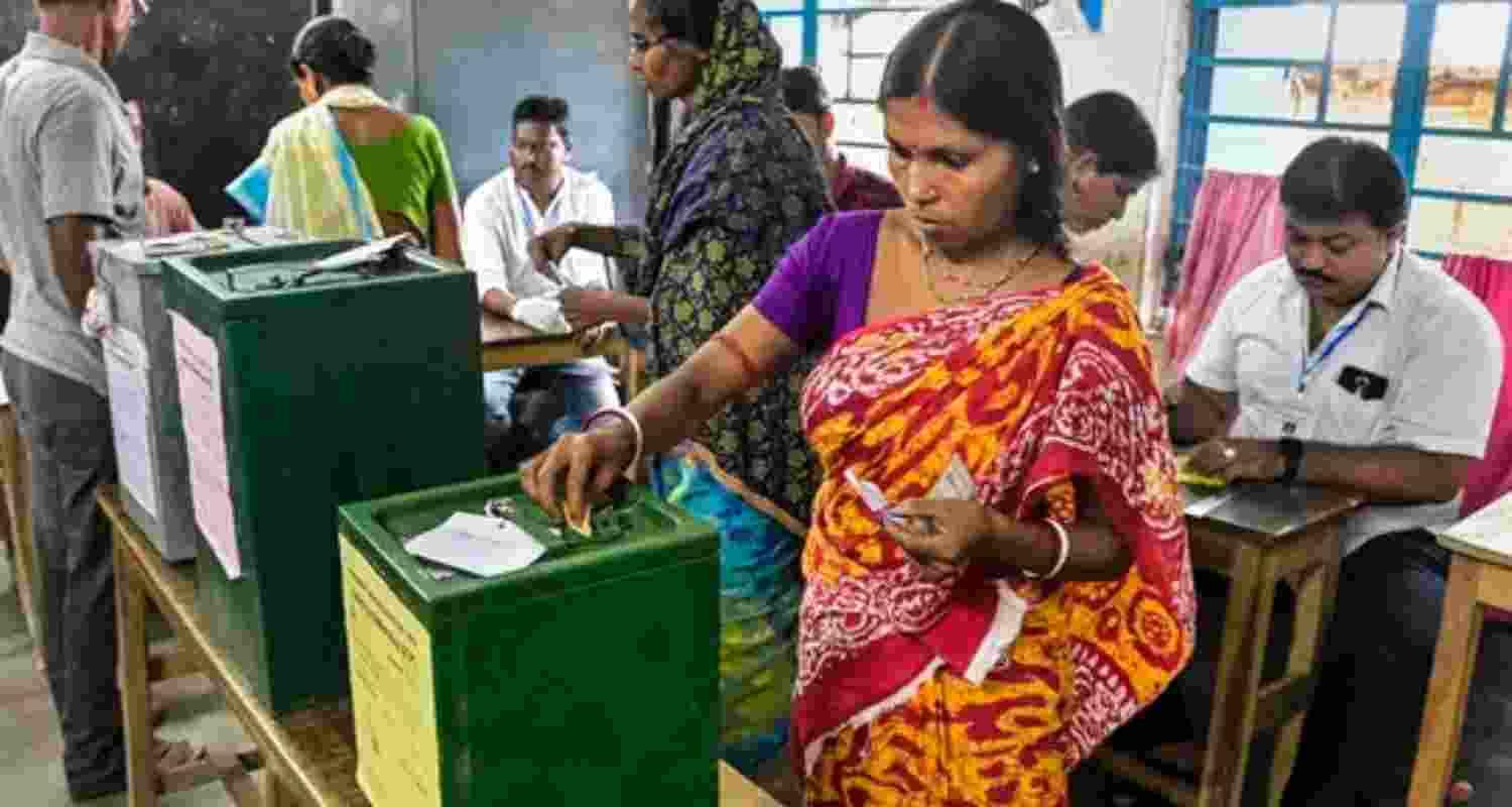A woman casting her ballot for panchayat polls - file image. A woman casting her ballot for panchayat polls - file image.