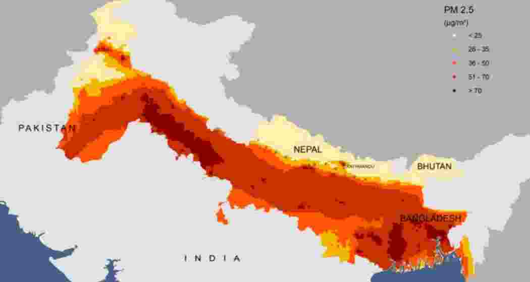 Air pollution concentrations across the Indo-Gangetic plains, Himalayan foothills, Nepal and other neighbouring countries. Air pollution concentrations across the Indo-Gangetic plains, Himalayan foothills, Nepal and other neighbouring countries.