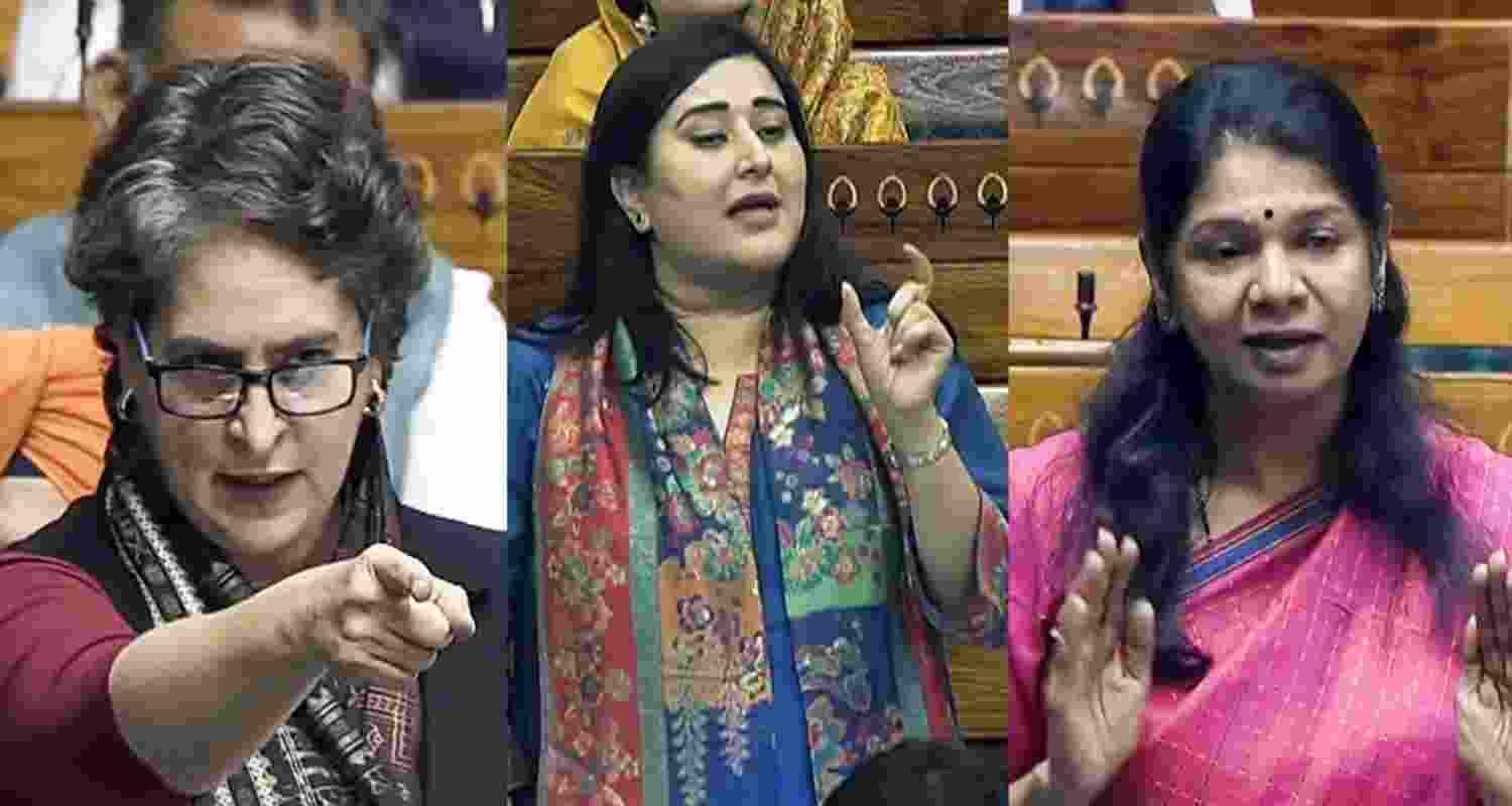 Priyanka Gandhi Vadra, Kanimozhi Karunanidhi, and Bansuri Swaraj speak in Parliament. Priyanka Gandhi Vadra, Kanimozhi Karunanidhi, and Bansuri Swaraj speak in Parliament.