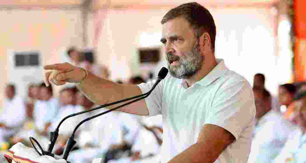 A file photo of Congress leader Rahul Gandhi addressing a gathering. A file photo of Congress leader Rahul Gandhi addressing a gathering.