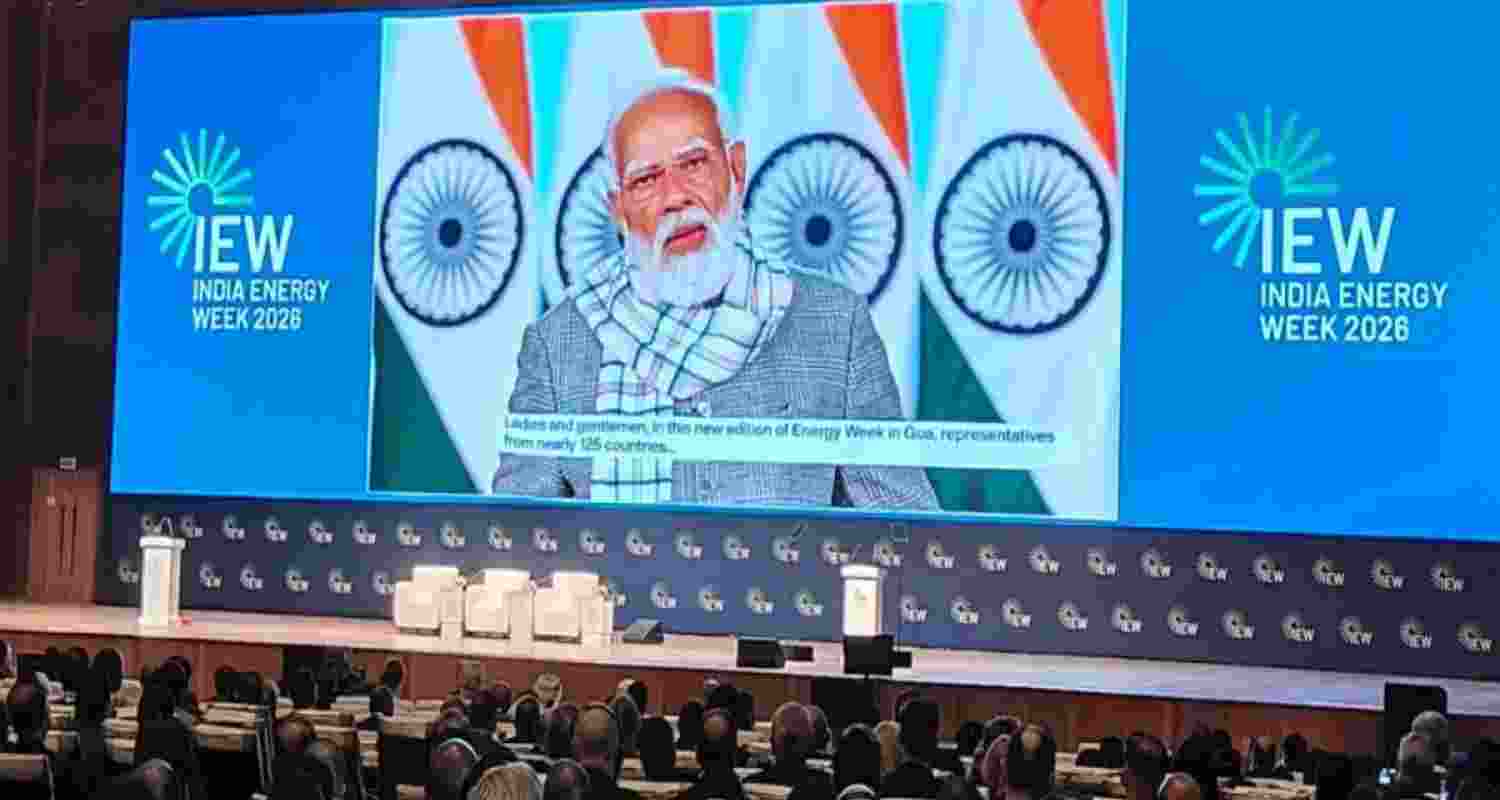 Prime Minister Narendra Modi addressing the inaugural ceremony of India Energy Week 2026 via video conferencing in New Delhi on Tuesday. Prime Minister Narendra Modi addressing the inaugural ceremony of India Energy Week 2026 via video conferencing in New Delhi on Tuesday.
