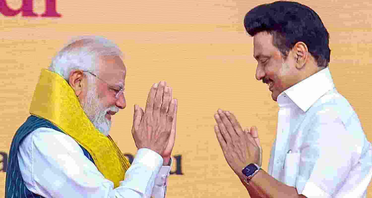 Prime Minister Narendra Modi with Tamil Nadu Chief Minister MK Stalin. Prime Minister Narendra Modi with Tamil Nadu Chief Minister MK Stalin.