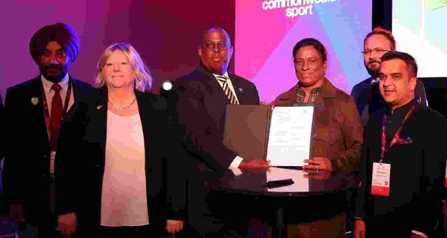 Commonwealth Games Association of India president PT Usha being formally awarded the hosting rights for holding the 2030 Commonwealth Games in Ahmedabad, during Commonwealth Sport's general assembly in Glasgow on Wednesday. Commonwealth Games Association of India president PT Usha being formally awarded the hosting rights for holding the 2030 Commonwealth Games in Ahmedabad, during Commonwealth Sport's general assembly in Glasgow on Wednesday.