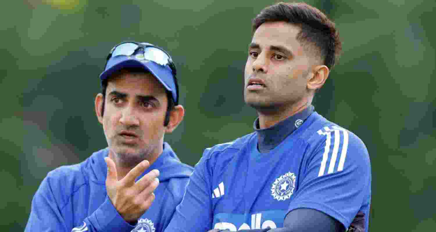 India skipper Suryakumar Yadav with (left) head coach Gautam Gambhir ahead of the match. India skipper Suryakumar Yadav with (left) head coach Gautam Gambhir ahead of the match.