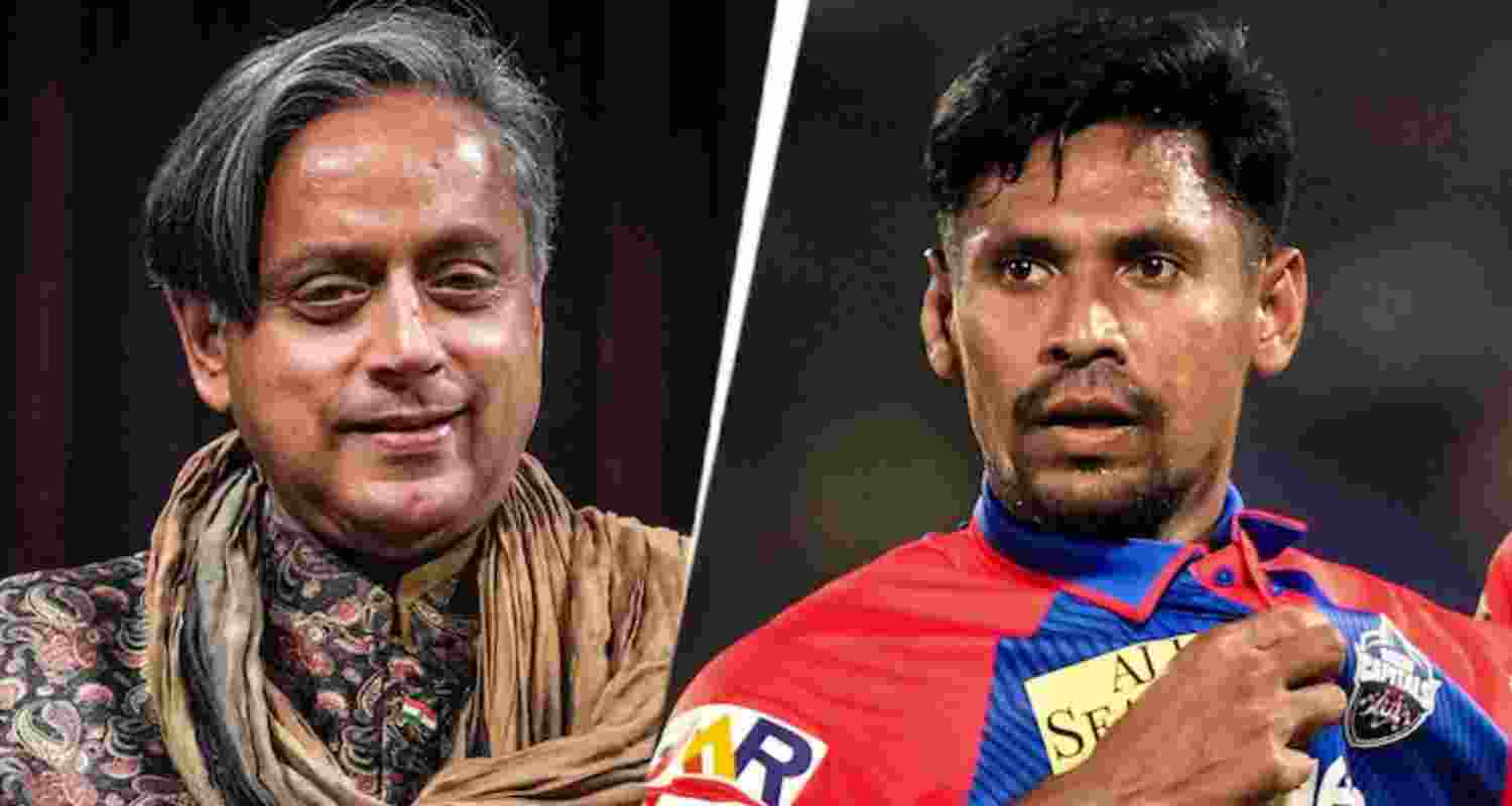 Congress MP Shashi Tharoor (left) and Bangladeshi pacer Mustafizur Rahman. Congress MP Shashi Tharoor (left) and Bangladeshi pacer Mustafizur Rahman.