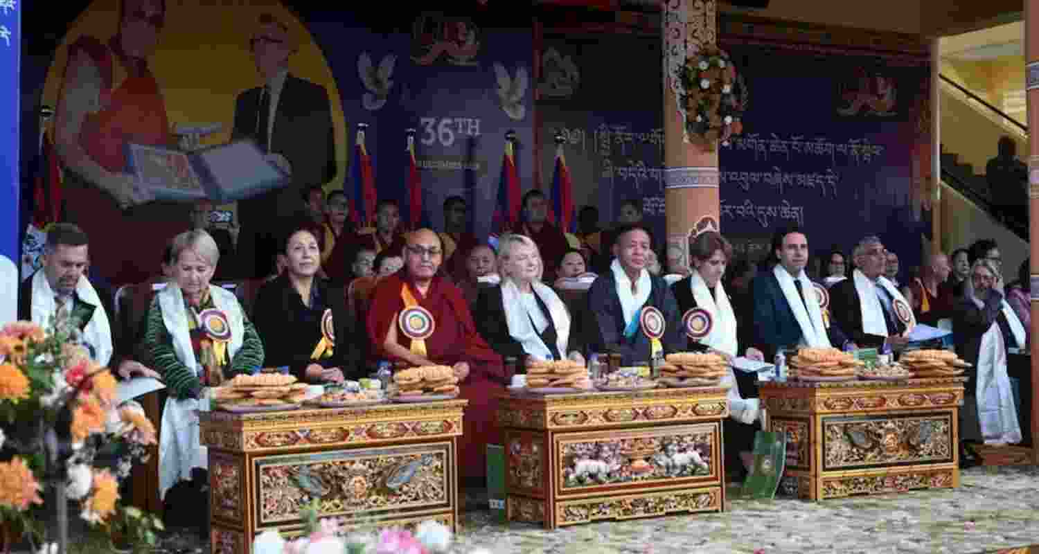 Dignitaries and representatives of three pillars of Tibetan democracy during the official celebration at the Main Temple, Dharamshala. Dignitaries and representatives of three pillars of Tibetan democracy during the official celebration at the Main Temple, Dharamshala.