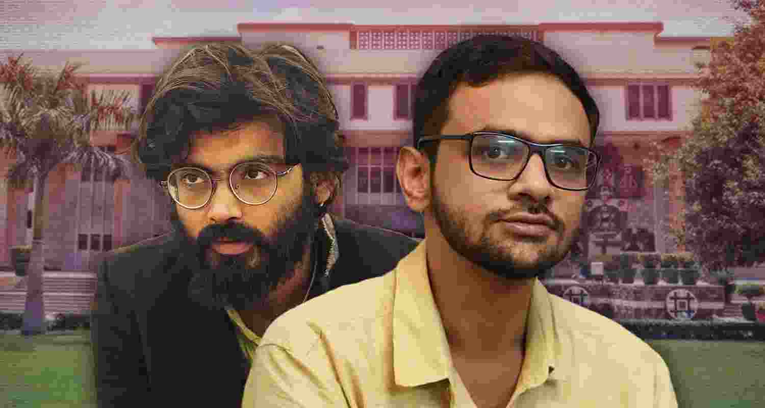 Sharjeel Imam, Umar Khalid bail pleas in SC on Oct 27. Sharjeel Imam, Umar Khalid bail pleas in SC on Oct 27.