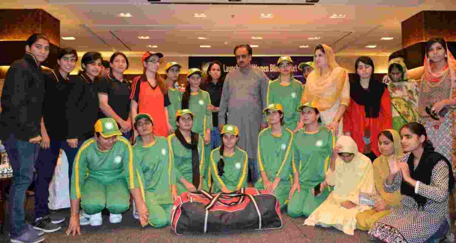 Pakistan Blind Cricket Council with women's team. Image: X. Pakistan Blind Cricket Council with women's team. Image: X.