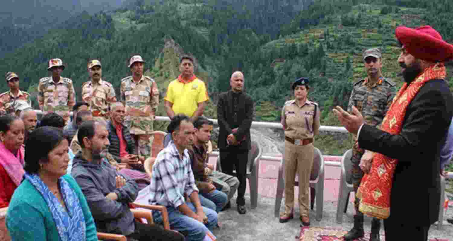 Uttarakhand Governor Lt Gen Gurmeet Singh meets affected families in Uttarkashi . Uttarakhand Governor Lt Gen Gurmeet Singh meets affected families in Uttarkashi .