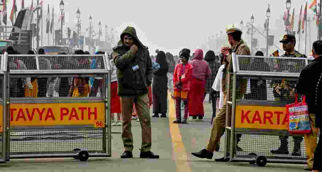 Police personnel stand guard at the Kartavya Path as security is tightened ahead of the Republic Day, in New Delhi. File photo. Police personnel stand guard at the Kartavya Path as security is tightened ahead of the Republic Day, in New Delhi. File photo.