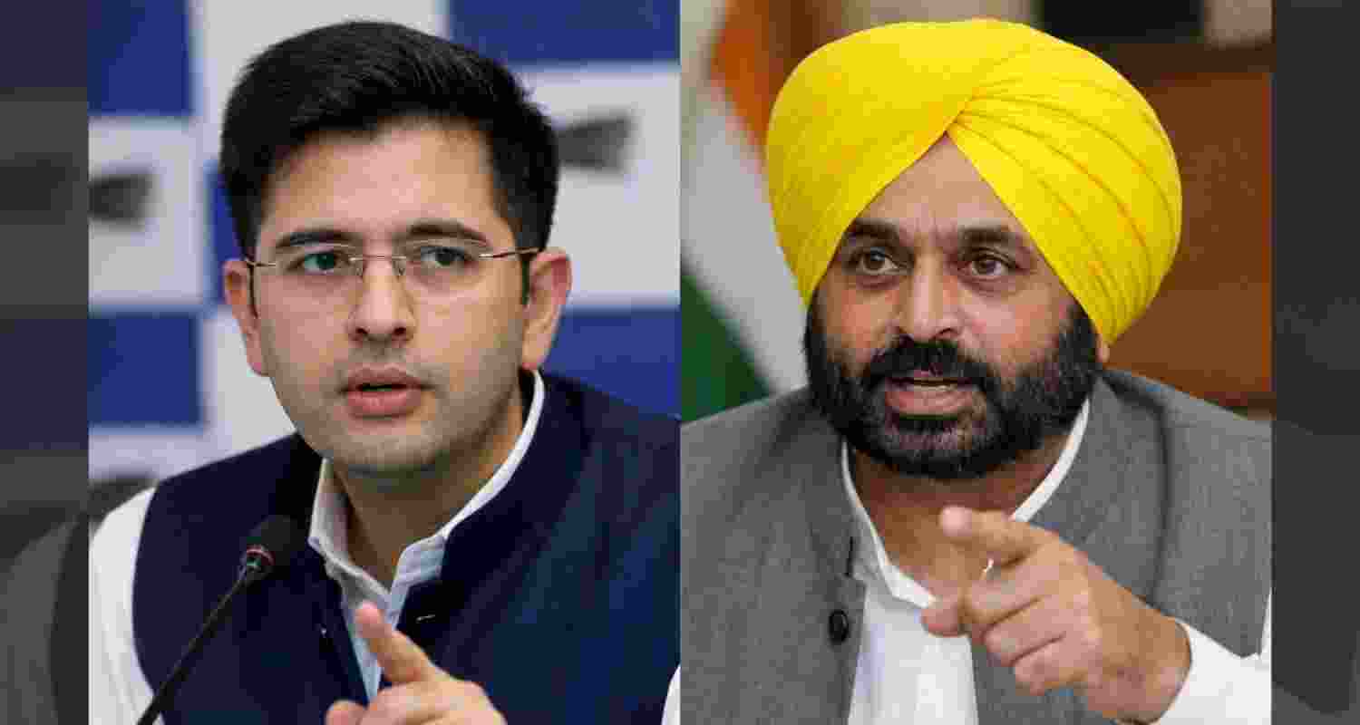 AAP MP Raghav Chadha and Punjab Chief Minister Bhagwant Mann AAP MP Raghav Chadha and Punjab Chief Minister Bhagwant Mann