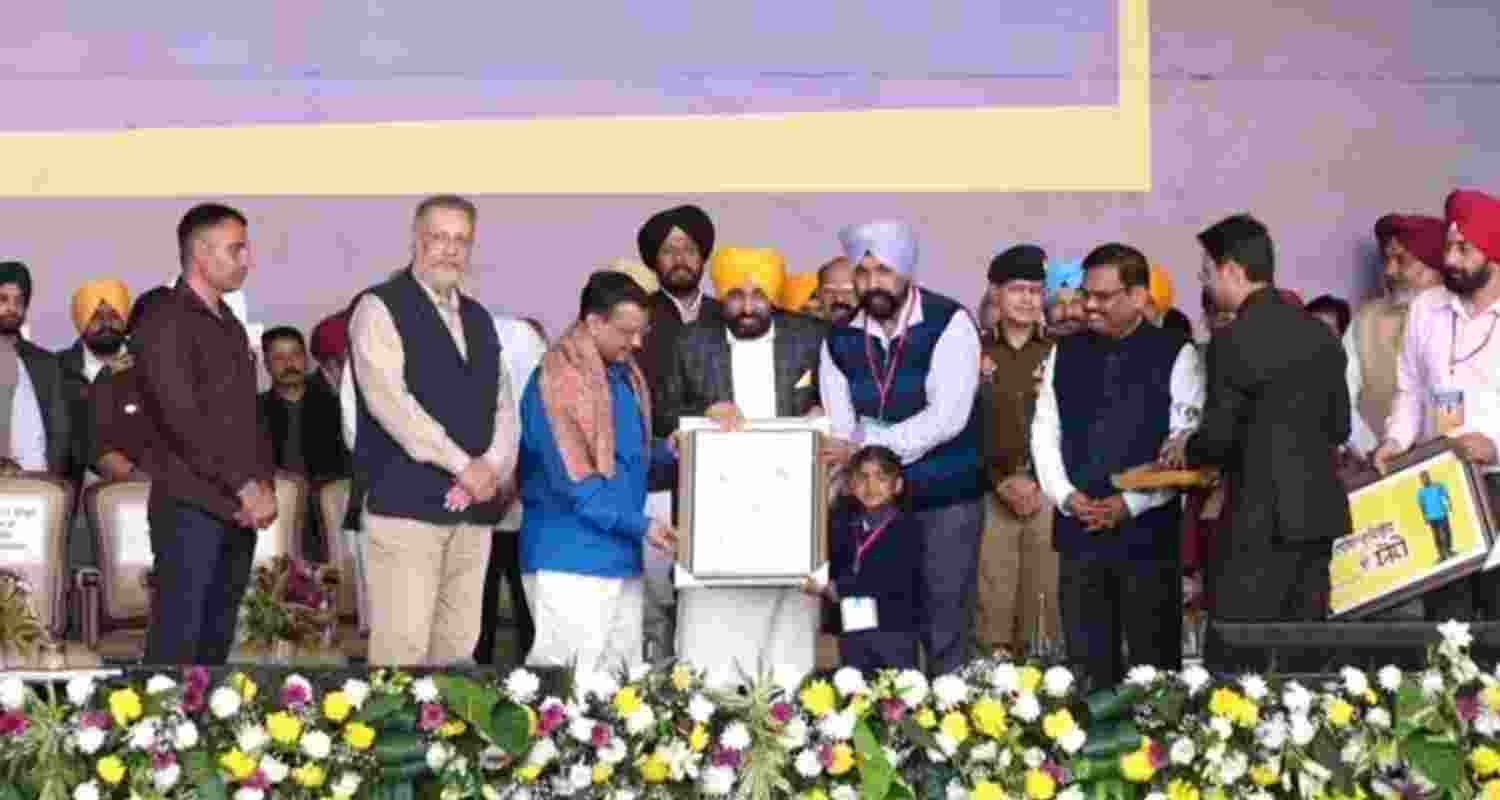 AAP national convener Arvind Kejriwal along with other party leaders during a rally in Moga. AAP national convener Arvind Kejriwal along with other party leaders during a rally in Moga.