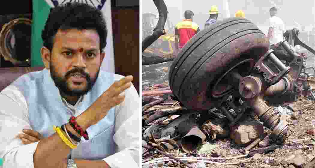 Civil Aviation Minister Ram Mohan Naidu (L); the crash site in Ahmedabad where the Air India aircraft went down, claiming 260 lives Civil Aviation Minister Ram Mohan Naidu (L); the crash site in Ahmedabad where the Air India aircraft went down, claiming 260 lives