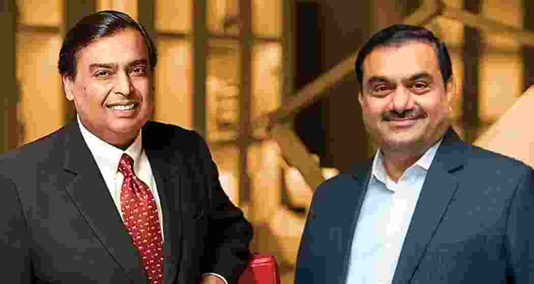 Billionaires Mukesh Ambani and Gautam Adani. Billionaires Mukesh Ambani and Gautam Adani.