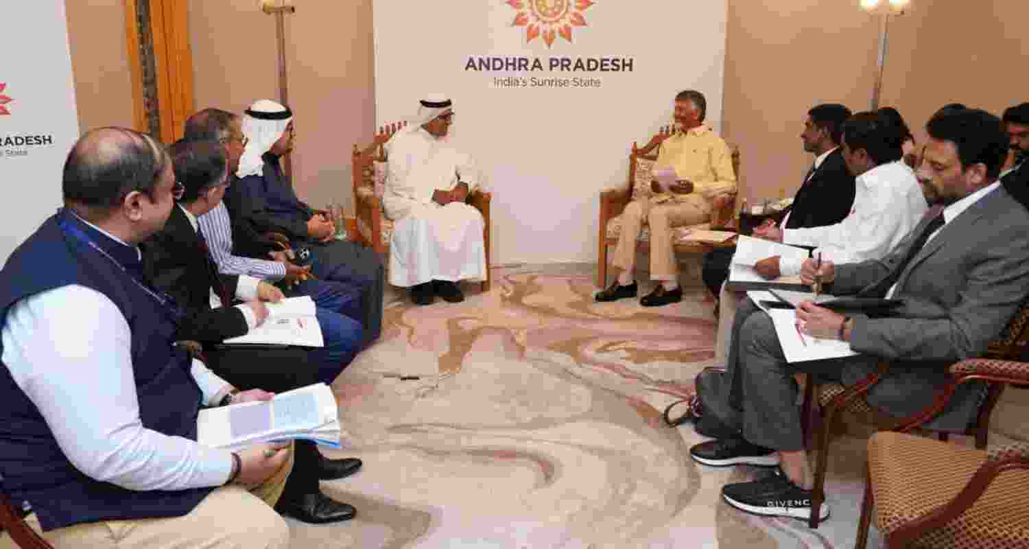 Andhra Pradesh Chief Minister N Chandrababu Naidu meets UAE-based business leaders in Dubai. Andhra Pradesh Chief Minister N Chandrababu Naidu meets UAE-based business leaders in Dubai.