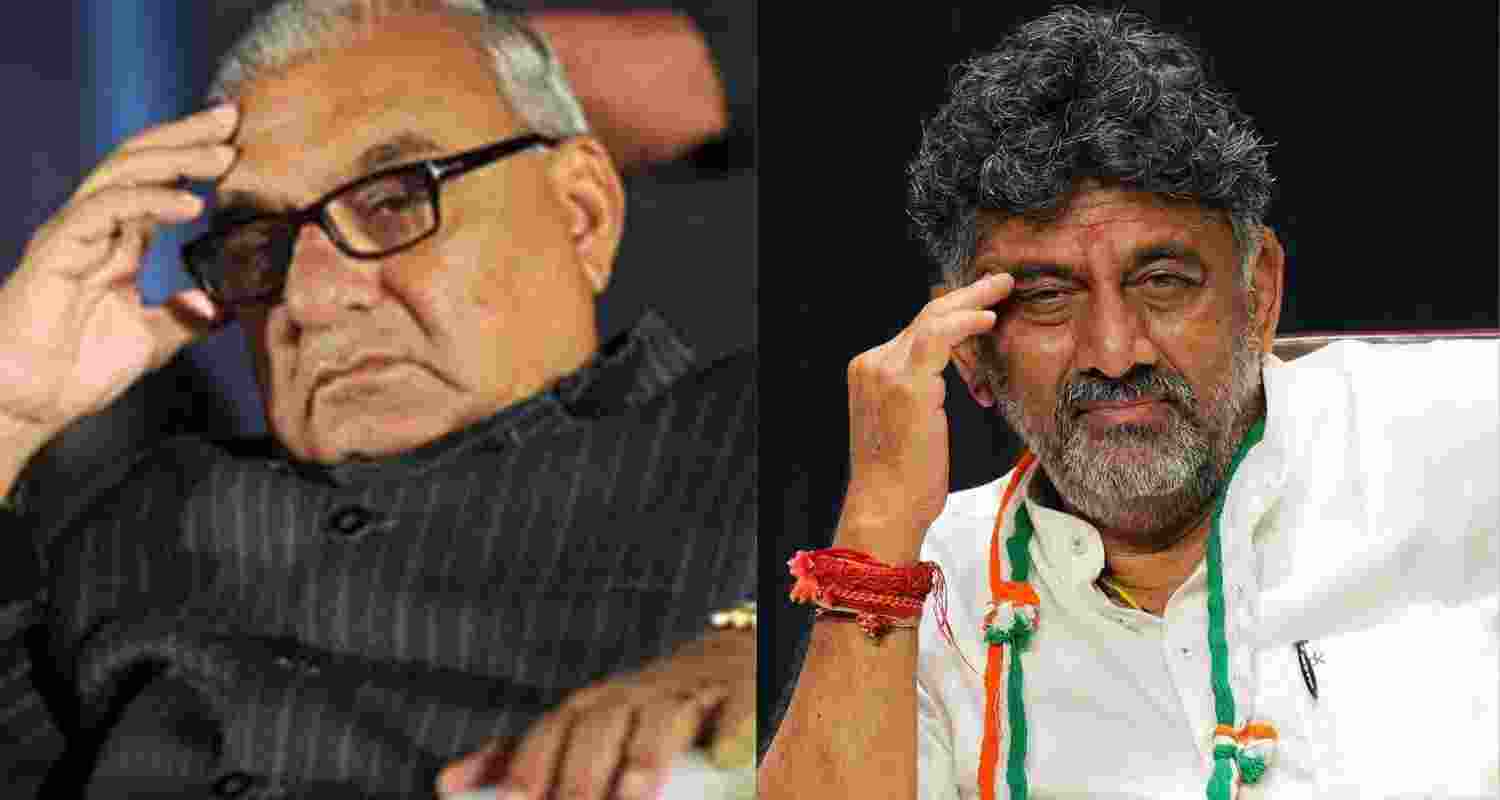 Congress leaders Bhupinder Singh Hooda and D K Shivakumar. Congress leaders Bhupinder Singh Hooda and D K Shivakumar.