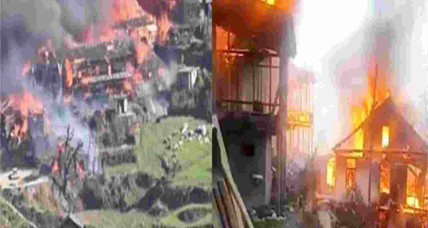 Around 16 houses were reduced to ashes and two temples were also gutted in a massive fire that broke out in Jhaniar village in Tirthan Valley of Banjar subdivision of Kullu district. Around 16 houses were reduced to ashes and two temples were also gutted in a massive fire that broke out in Jhaniar village in Tirthan Valley of Banjar subdivision of Kullu district.