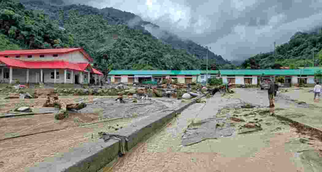A view of rain-hit Arunachal Pradesh after landslides and flash floods damaged roads, homes and public infrastructure across several districts, disrupting connectivity and triggering rescue and relief operations. A view of rain-hit Arunachal Pradesh after landslides and flash floods damaged roads, homes and public infrastructure across several districts, disrupting connectivity and triggering rescue and relief operations.