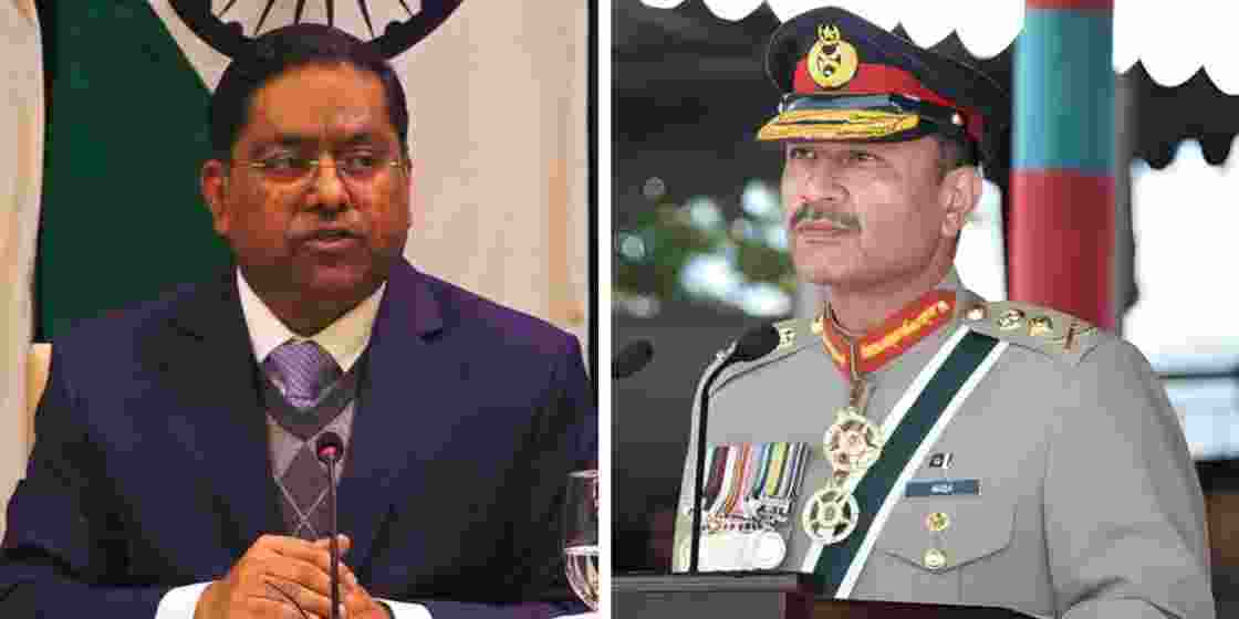 MEA Spokesperson Randhir Jaiswal (L) and Pakistan Army Chief Gen Asim Munir (R). (File photo) MEA Spokesperson Randhir Jaiswal (L) and Pakistan Army Chief Gen Asim Munir (R). (File photo)
