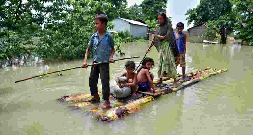 A scene from flood-hit Assam. A scene from flood-hit Assam.