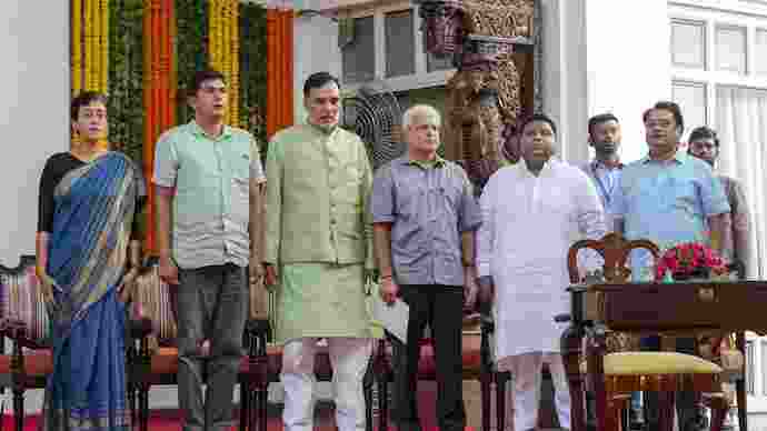 Atishi sworn in as Delhi's CM with 5 new cabinet ministers Atishi sworn in as Delhi's CM with 5 new cabinet ministers