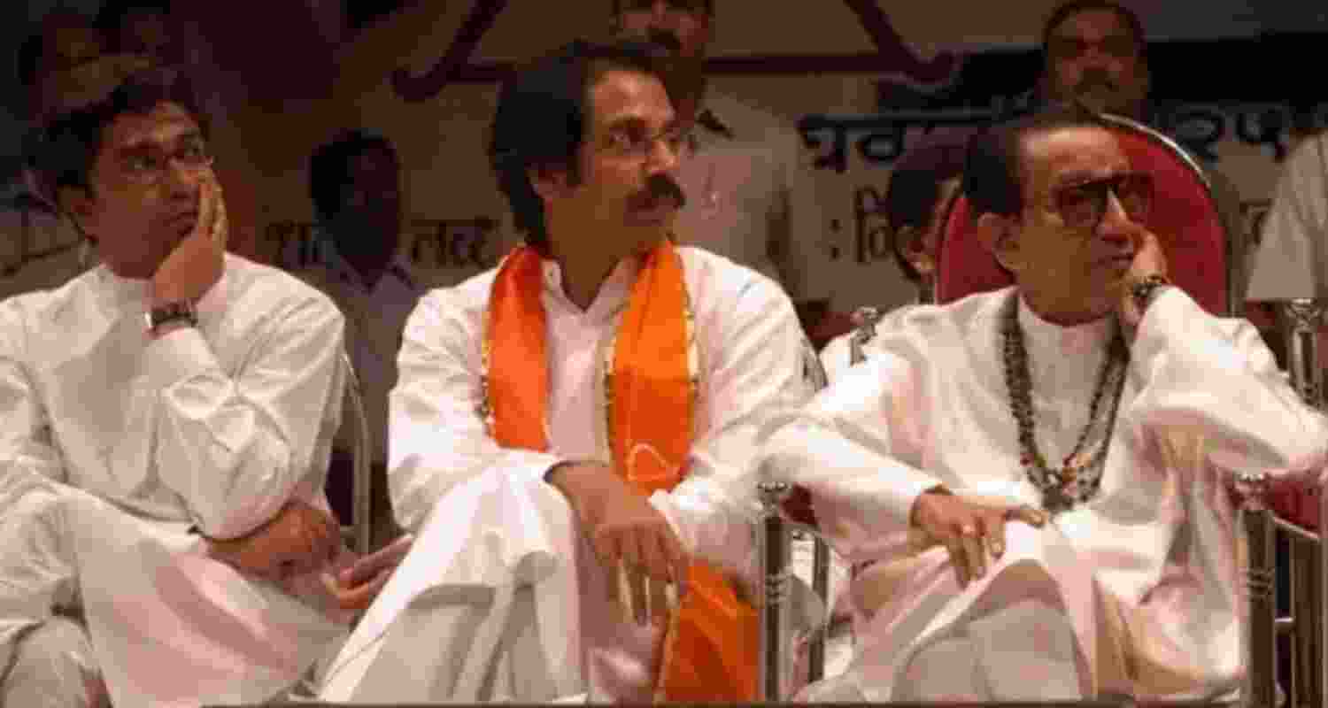 Balasaheb Thackeray, Uddhav Thackeray and Raj Thackeray in a file photograph.. Balasaheb Thackeray, Uddhav Thackeray and Raj Thackeray in a file photograph..