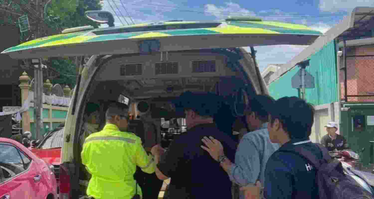 Rescue officials taking the injured to hospital after the school shooting in Bang Kruai district on the outskirts of Bangkok on Friday. Rescue officials taking the injured to hospital after the school shooting in Bang Kruai district on the outskirts of Bangkok on Friday.
