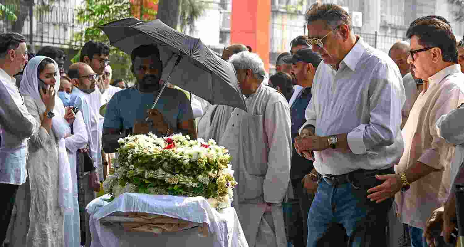 Bollywood actor Boman Irani during the funeral of veteran filmmaker Shyam Benegal who passed away on Monday, in Mumbai, Tuesday, Bollywood actor Boman Irani during the funeral of veteran filmmaker Shyam Benegal who passed away on Monday, in Mumbai, Tuesday,