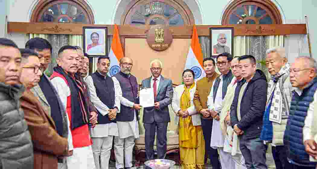 Manipur Chief Minister N Biren Singh submits his resignation to Governor AK Bhalla in Imphal on Feb. 9, 2025. Manipur Chief Minister N Biren Singh submits his resignation to Governor AK Bhalla in Imphal on Feb. 9, 2025.