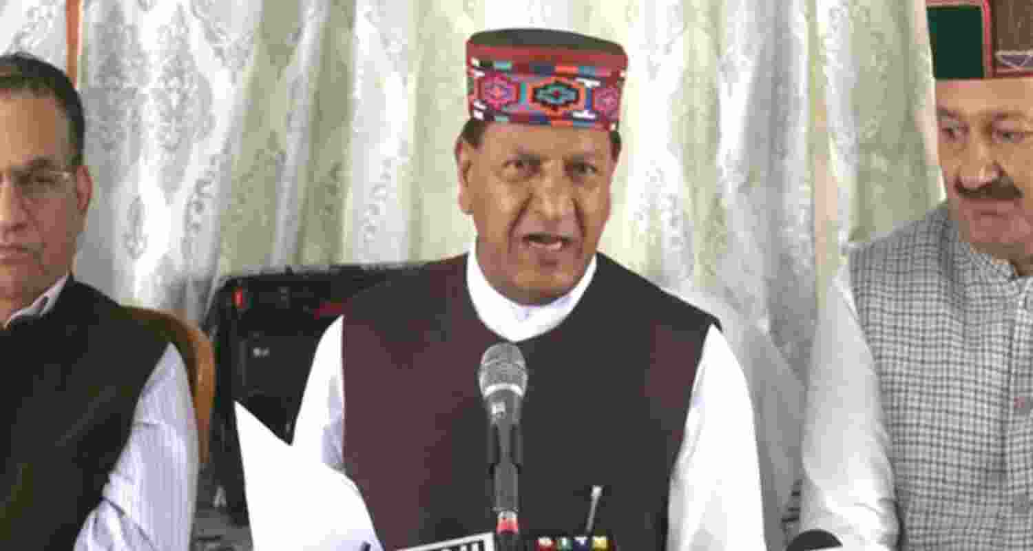 BJP Himachal state president Rajeev Bindal addressing a press conference. BJP Himachal state president Rajeev Bindal addressing a press conference.