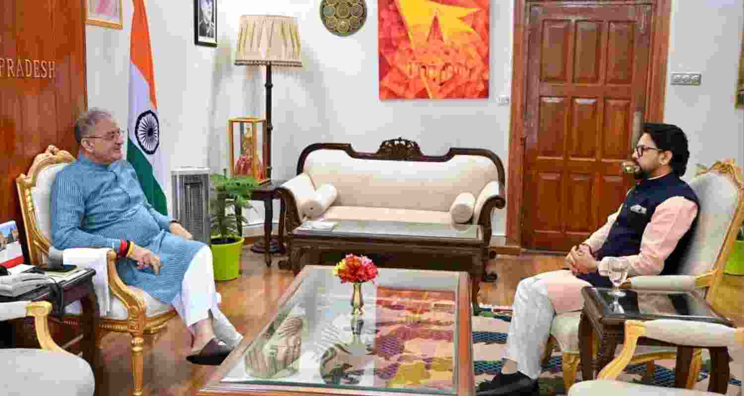 BJP MP Anurag Thakur met Himachal Pradesh Governor Kavinder Gupta. BJP MP Anurag Thakur met Himachal Pradesh Governor Kavinder Gupta.