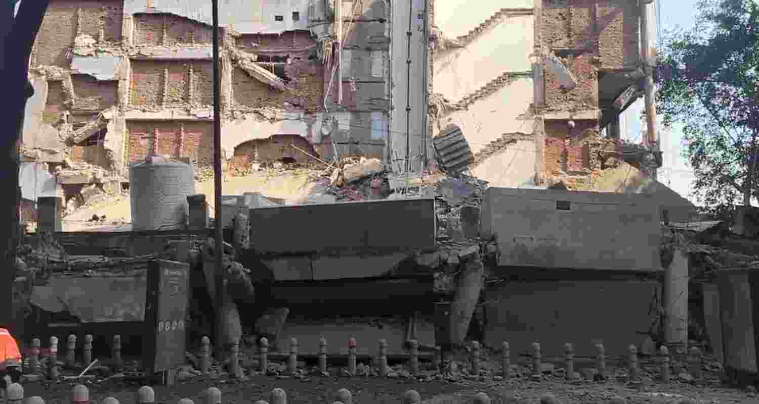 A multi-storey building in Chandigarh's Sector 17 collapsed on Monday morning. A multi-storey building in Chandigarh's Sector 17 collapsed on Monday morning.