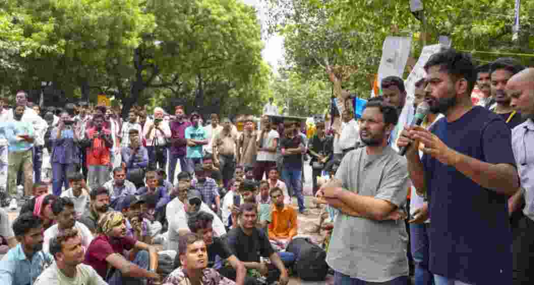 Cockroach Janata Party (CJP) founder Abhijeet Dipke addresses protesters at Jantar Mantar. Image for representational purposes. Cockroach Janata Party (CJP) founder Abhijeet Dipke addresses protesters at Jantar Mantar. Image for representational purposes.