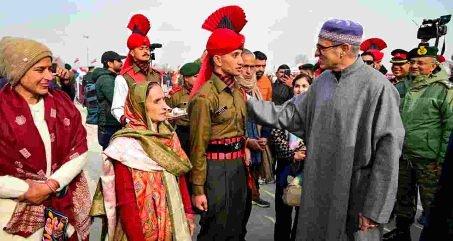 CM Omar Abdullah at passing out parade of Agniveer Batch-06 in Srinagar on Thursday. CM Omar Abdullah at passing out parade of Agniveer Batch-06 in Srinagar on Thursday.