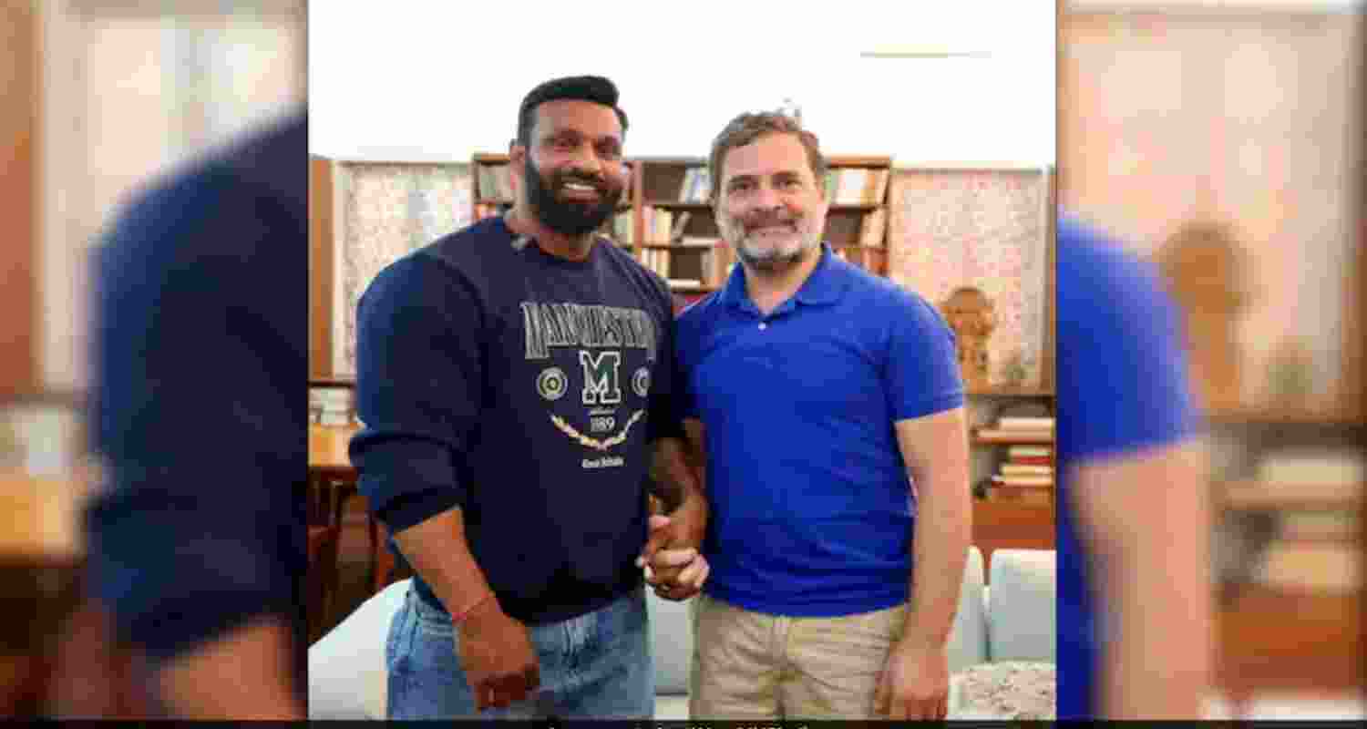 Congress leader Rahul Gandhi on Monday met Deepak Kumar, a gym owner from Uttarakhand who came into the spotlight as Mohammad Deepak. Congress leader Rahul Gandhi on Monday met Deepak Kumar, a gym owner from Uttarakhand who came into the spotlight as Mohammad Deepak.