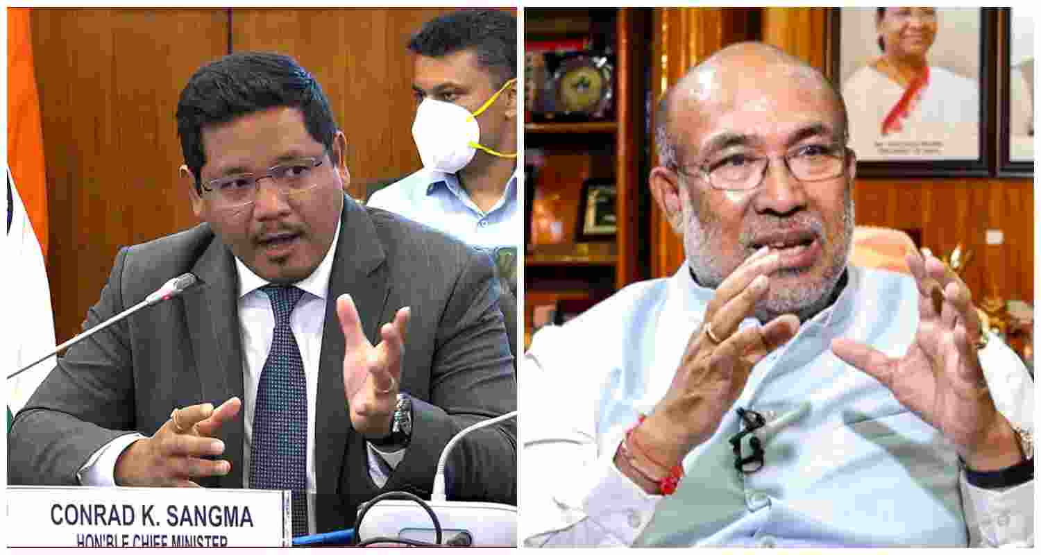NPP Chief and Meghalaya CM Conrad Sangma (L), Manipur CM N Biren Singh (R). NPP Chief and Meghalaya CM Conrad Sangma (L), Manipur CM N Biren Singh (R).