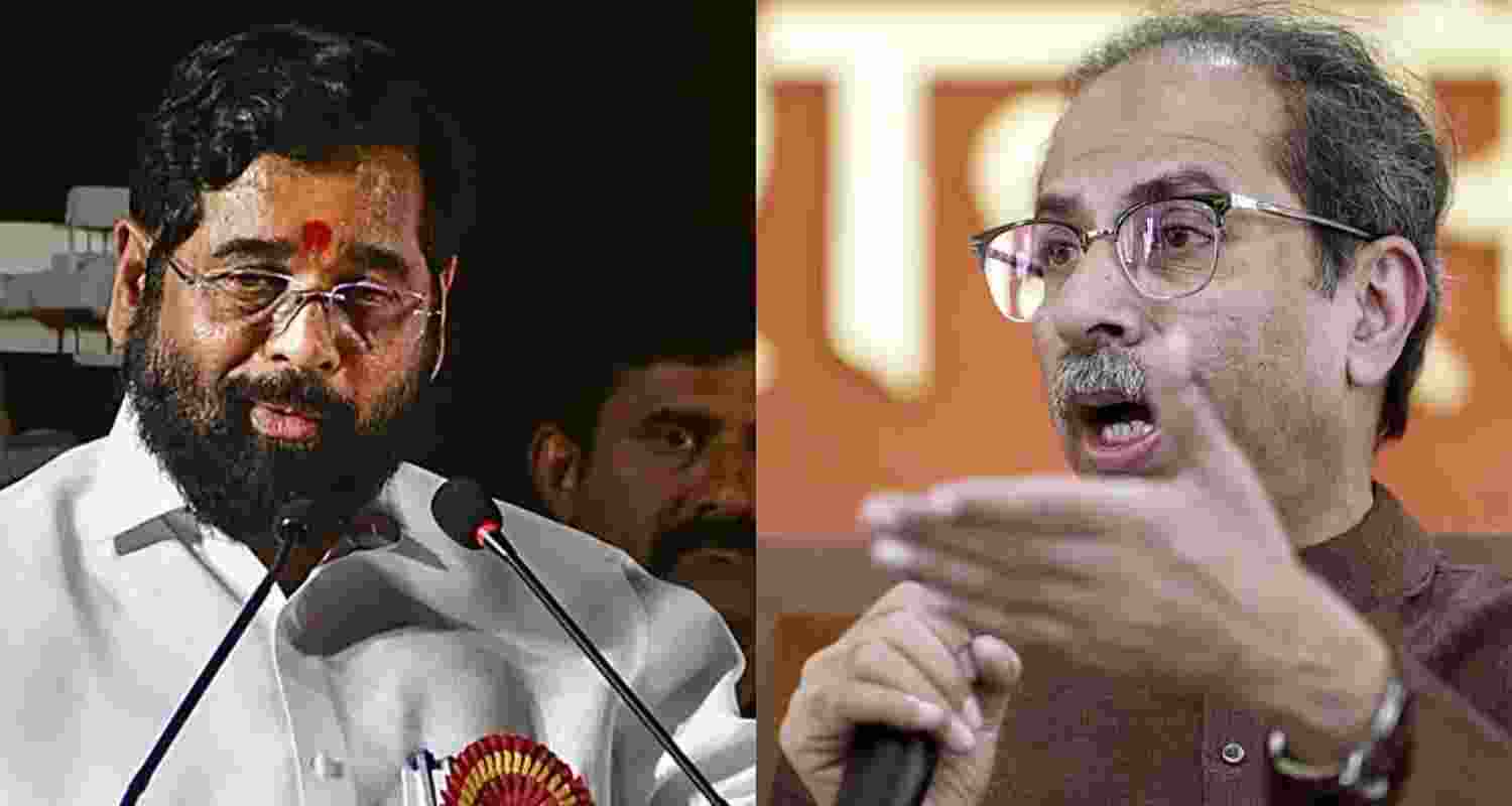 Eknath Shinde (left) and Uddhav Thackeray. Eknath Shinde (left) and Uddhav Thackeray.