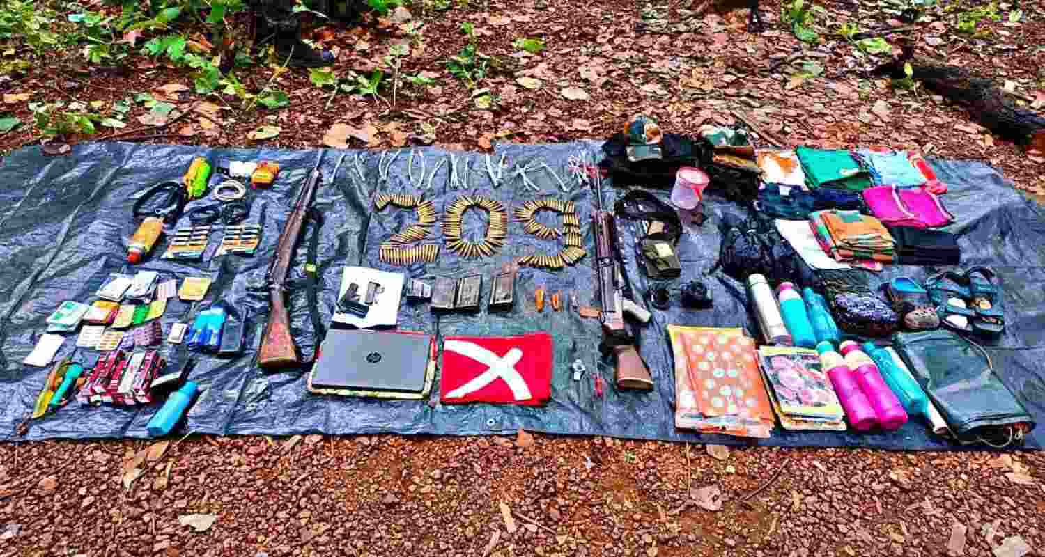 The weaponry and items recovered by the CRPF after encounter with Maoists. The weaponry and items recovered by the CRPF after encounter with Maoists.