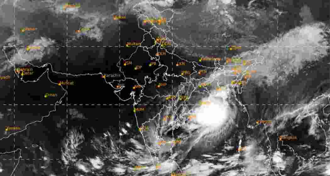 Current satellite imagery, released by the IMD, shows the cyclonic formation of severe storm 'Dana' over the Bay of Bengal, gradually approaching the coasts of West Bengal and Odisha, bringing heavy rainfall and strong winds as it nears landfall. Current satellite imagery, released by the IMD, shows the cyclonic formation of severe storm 'Dana' over the Bay of Bengal, gradually approaching the coasts of West Bengal and Odisha, bringing heavy rainfall and strong winds as it nears landfall.