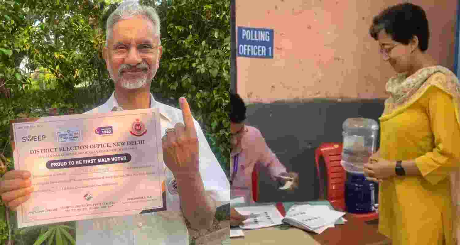 Delhi LS polls: Jaishankar, Puri, Atishi cast votes Delhi LS polls: Jaishankar, Puri, Atishi cast votes