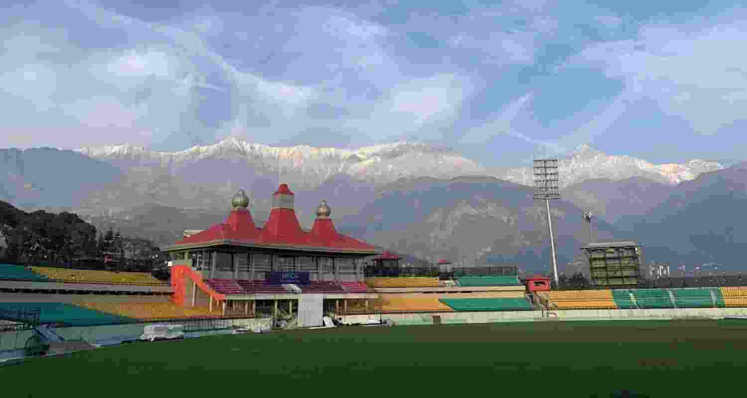 The cricket stadium at Dharamshala. The cricket stadium at Dharamshala.