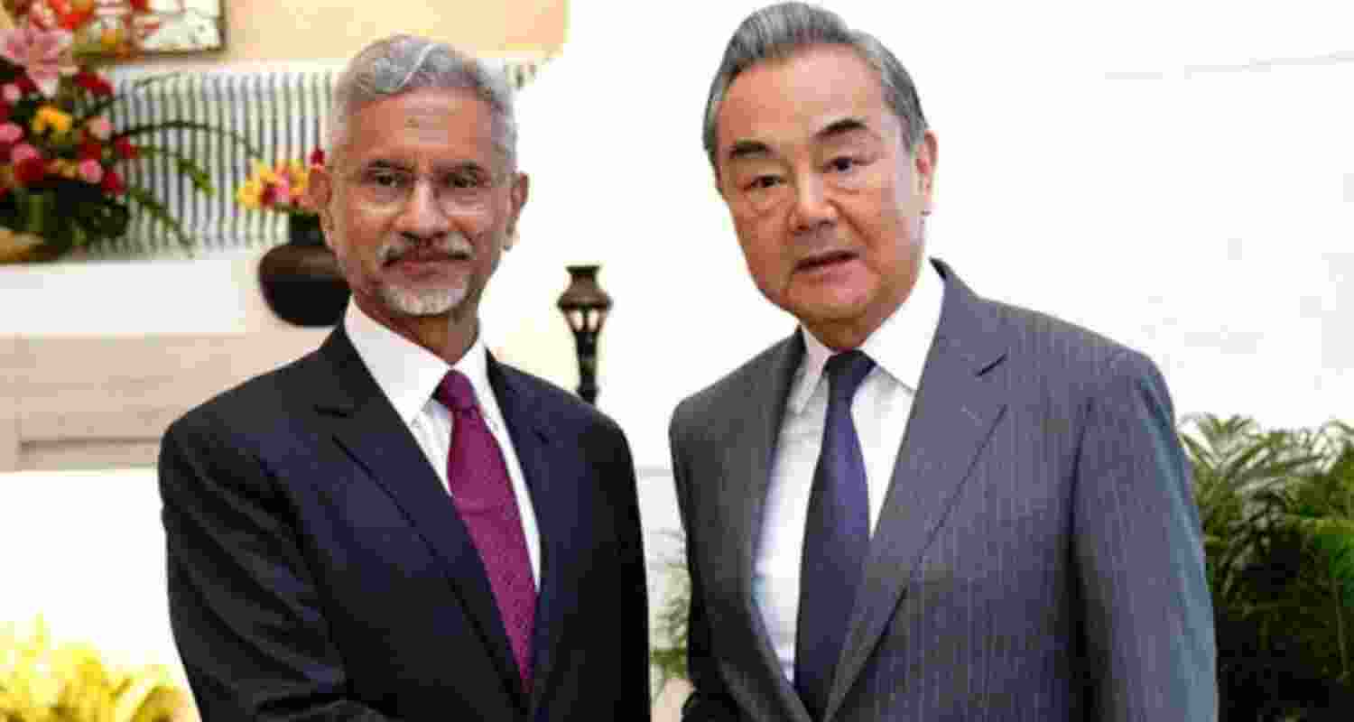 External affairs minister S Jaishankar welcomes Chinese foreign minister Wang Yi in New Delhi on Monday. External affairs minister S Jaishankar welcomes Chinese foreign minister Wang Yi in New Delhi on Monday.