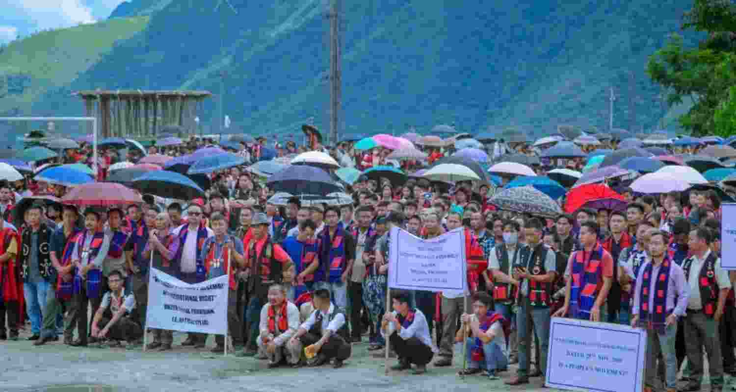 People of Tuensang town during the public rally demanding a separate Frontier Nagaland state. People of Tuensang town during the public rally demanding a separate Frontier Nagaland state.